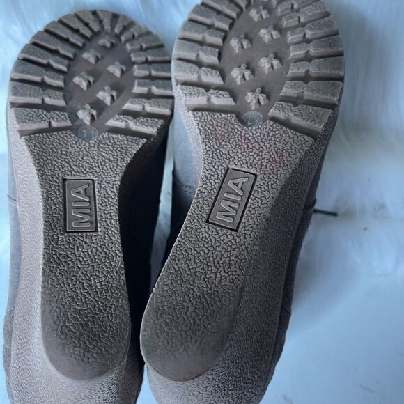 Mia Khaki suede lace wedge ankle boots quilted back side zipper size 11 - Picture 7 of 9